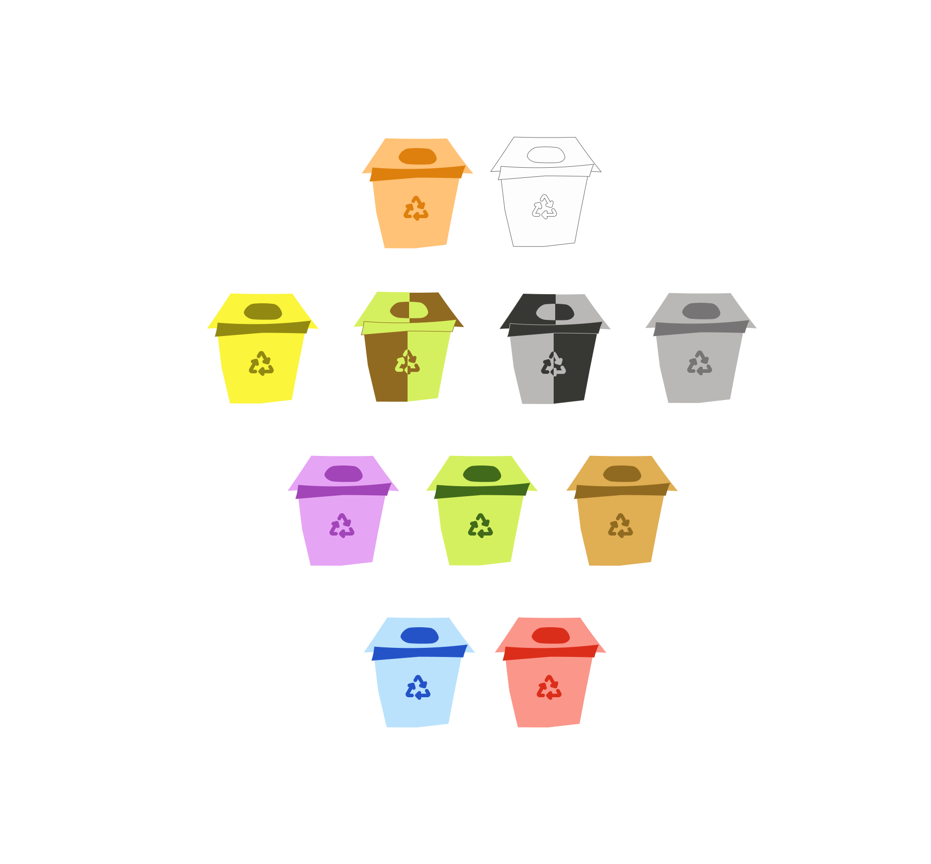 Illustration of colorful recycling bins